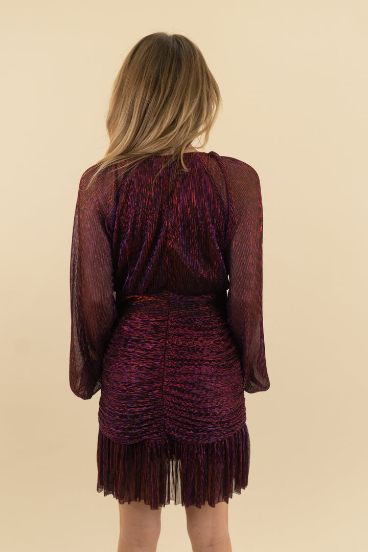 aqua metallic shimmer ruched mini dress nwt (s; retail $118)