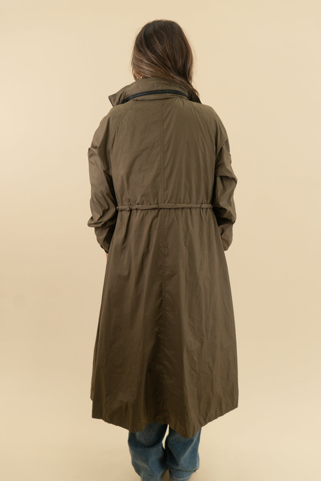 banana republic dark olive green all weather coat (xs; retail $350)