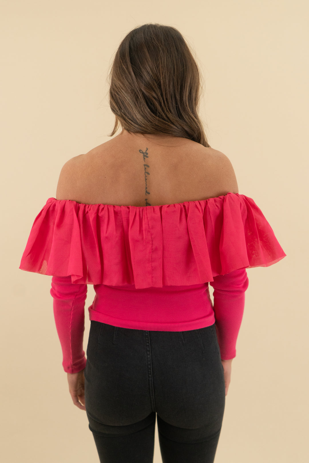 anthropologie pink off the shoulder ruffle top (xxs)