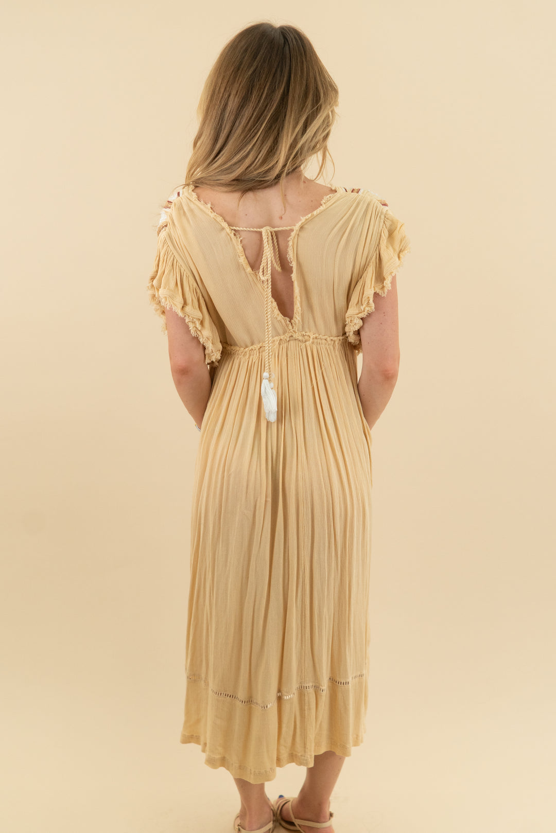 free people yellow gauze flowy dress (s)