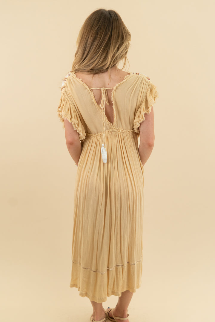 free people yellow gauze flowy dress (s)