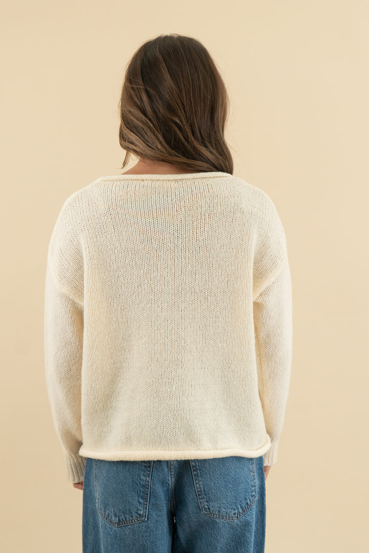 mi ami cream heart knit top (xs)