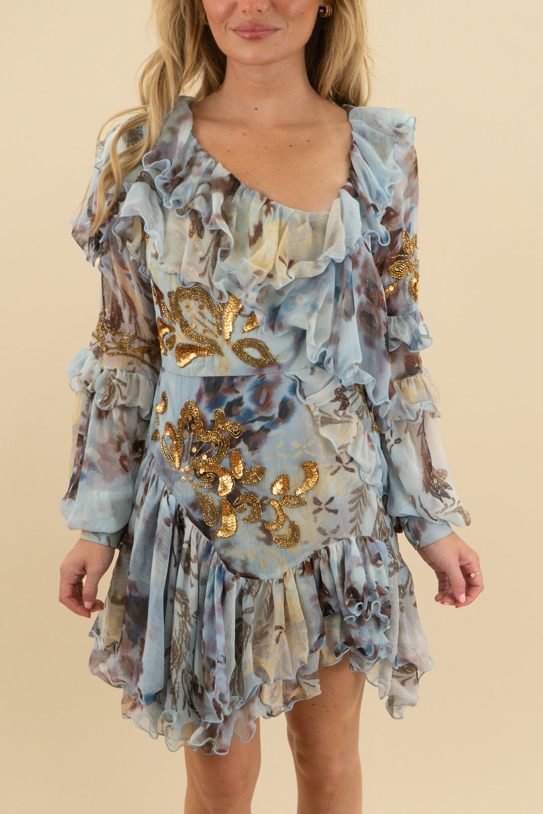 asos luxe chiffon blue western floral mini (4)