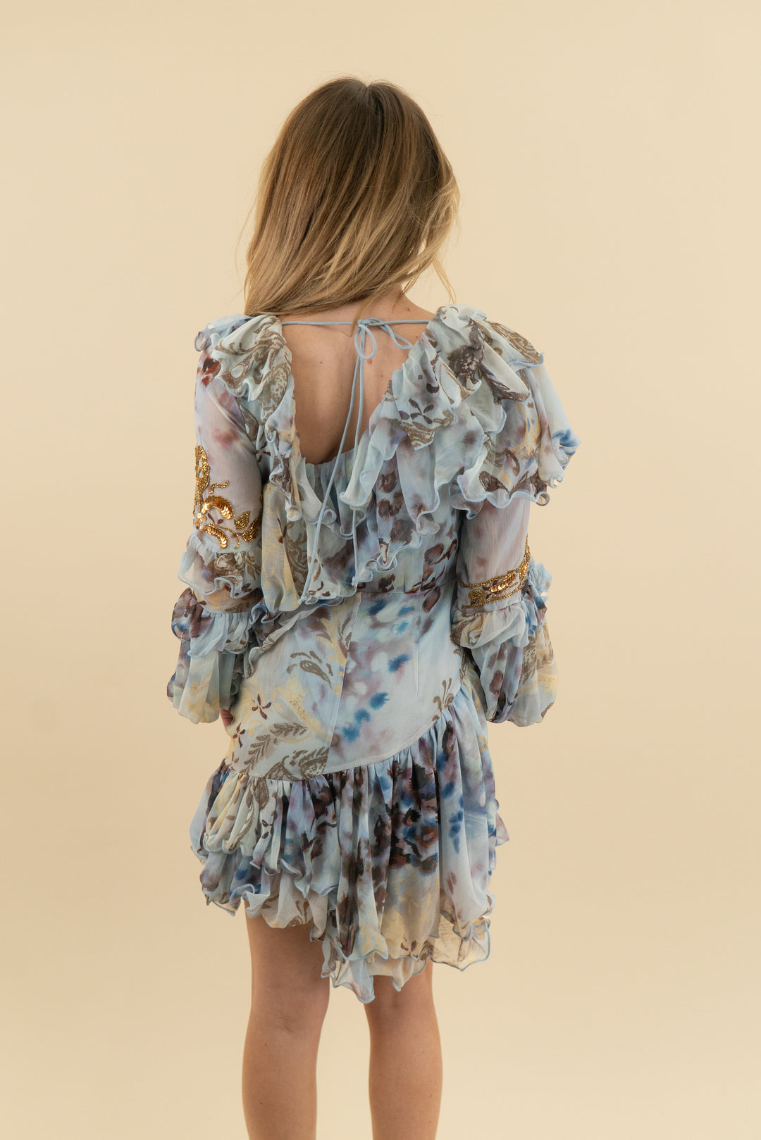asos luxe chiffon blue western floral mini (4)