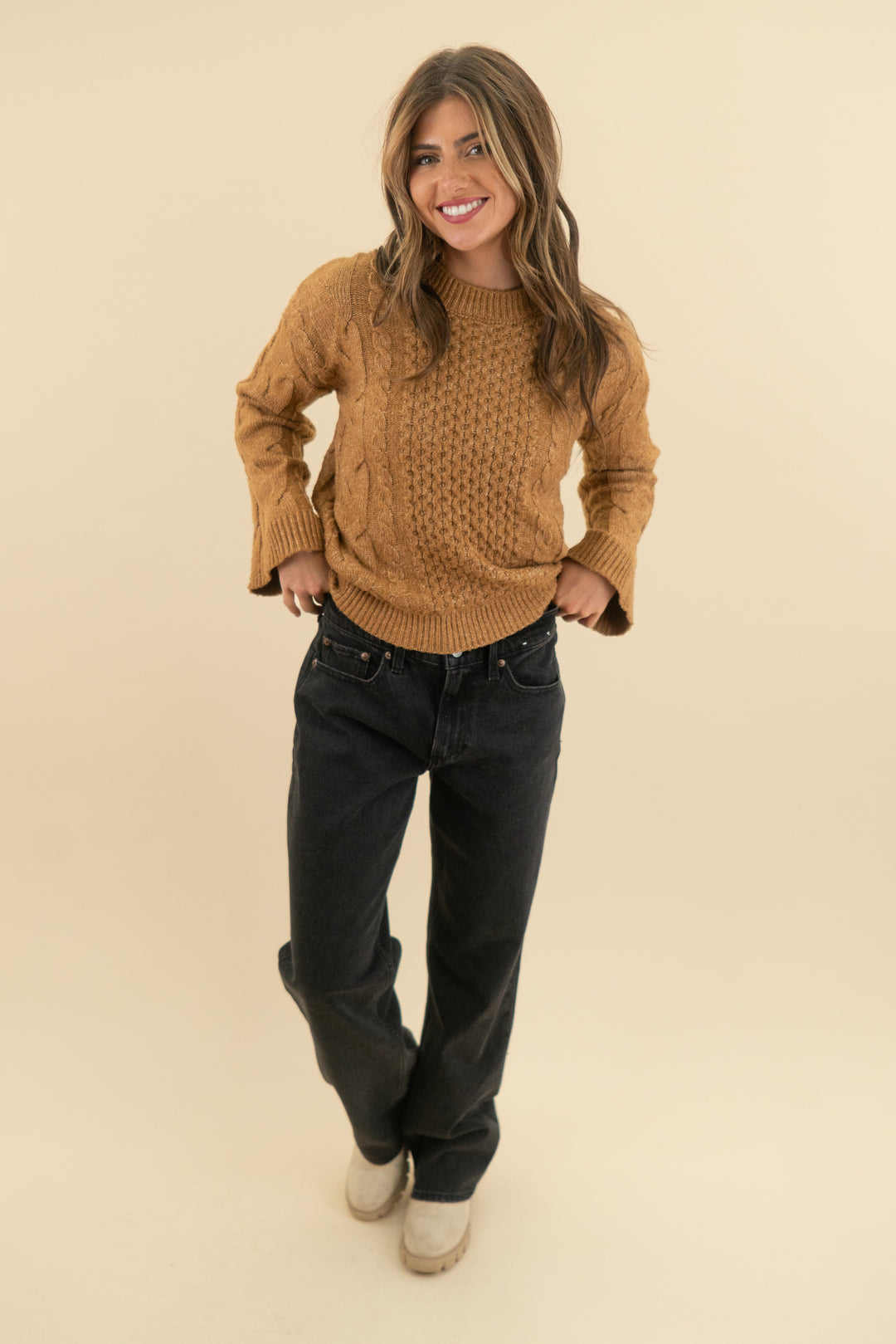 francesca's camel knit sweater (xs)