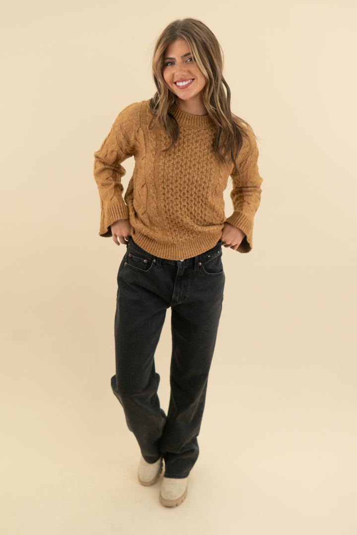 francesca's camel knit sweater (xs)