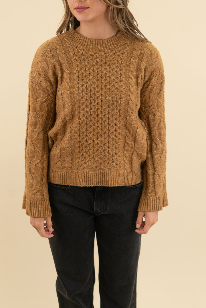 francesca's camel knit sweater (xs)
