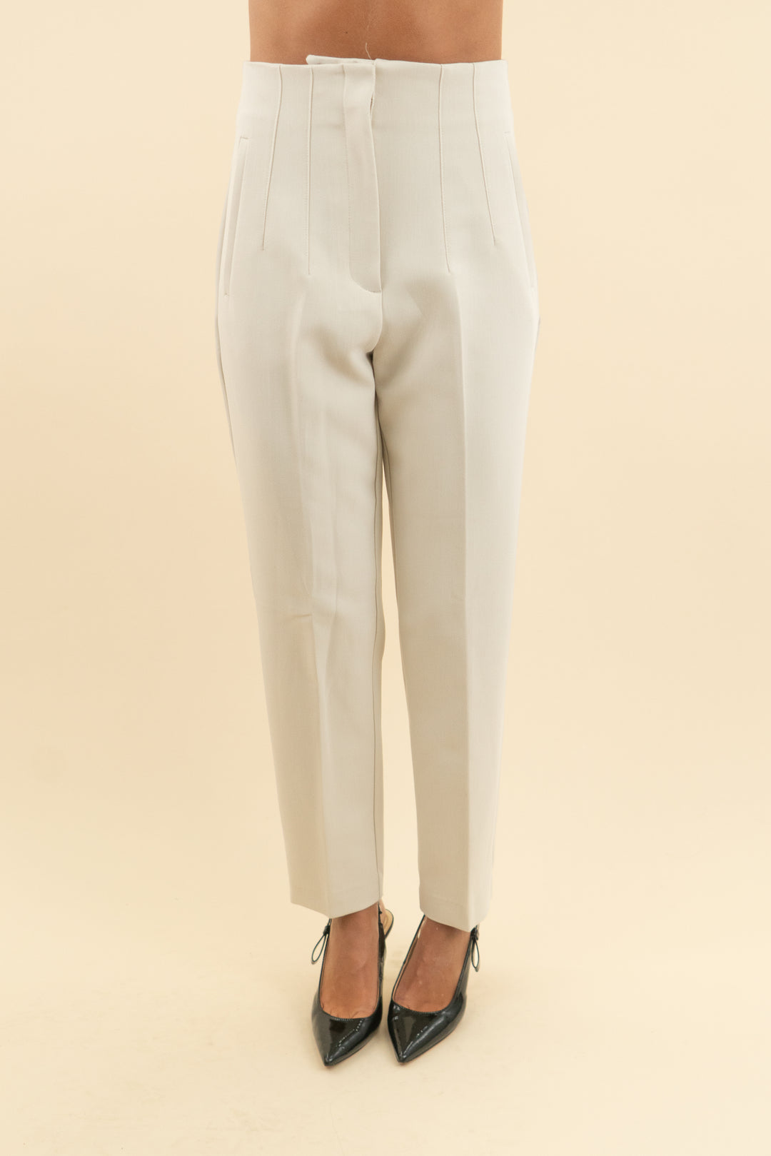 zara high waisted ivory trouser pants (s; retail $49.90)