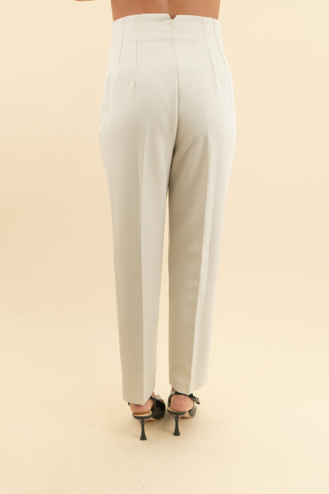 zara high waisted ivory trouser pants (s; retail $49.90)