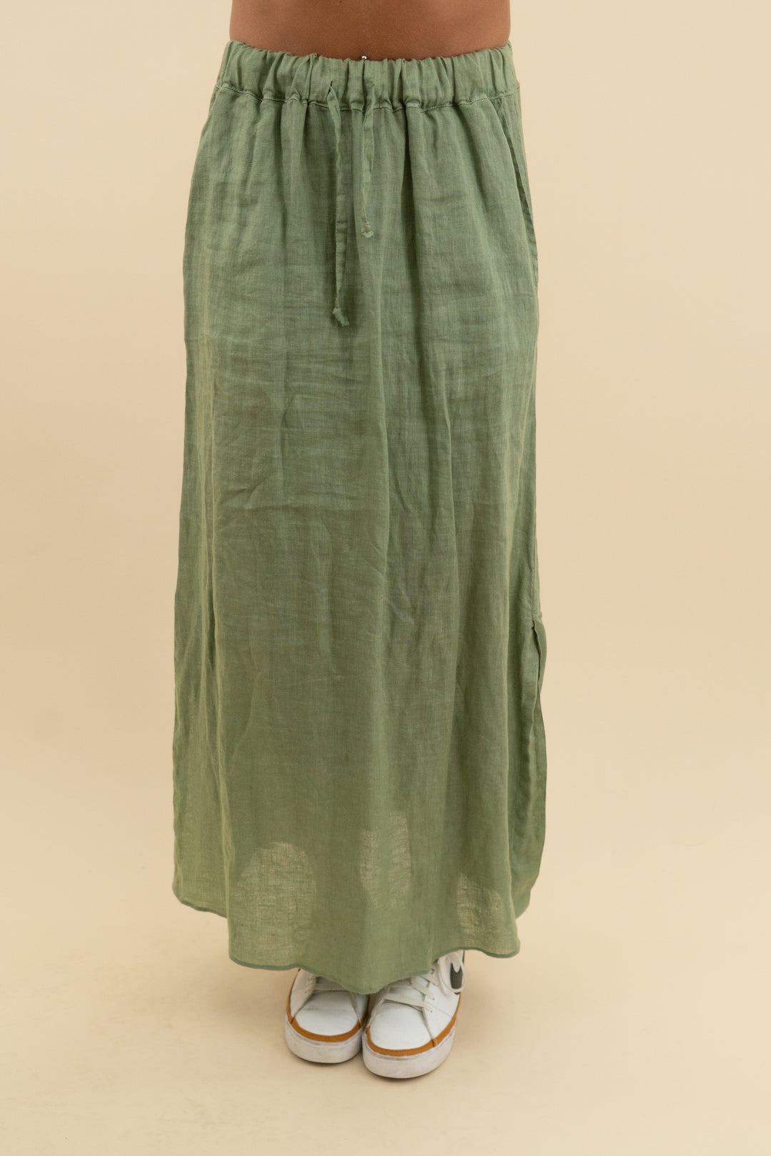 crossley olive green midi skirt (s)