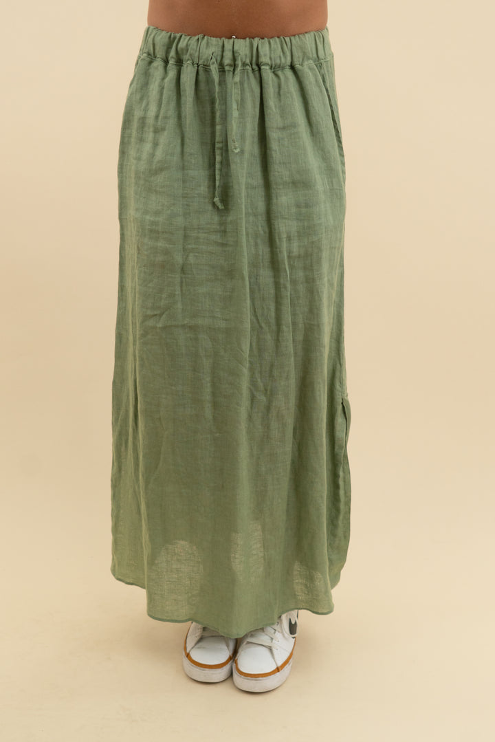 crossley olive green midi skirt (s)