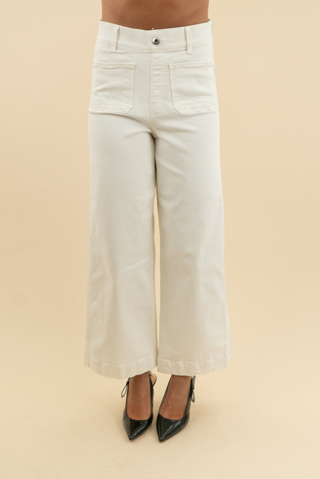 spanx white wide leg cropped jeans (s)