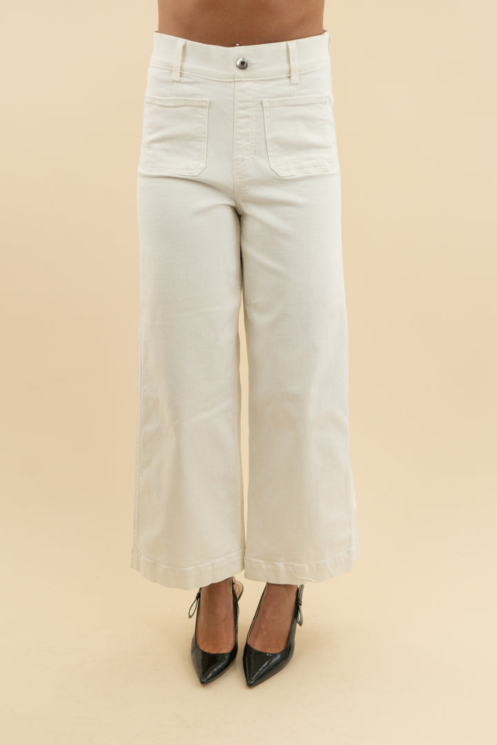 spanx white wide leg cropped jeans (s)