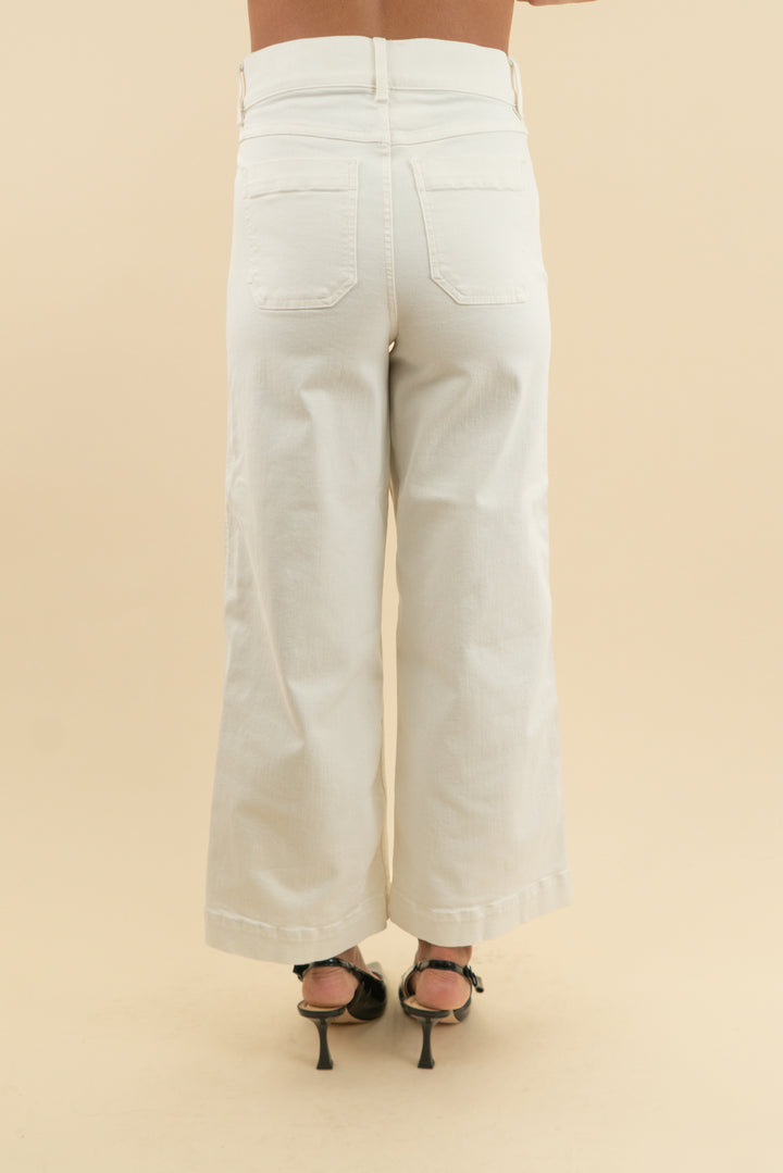 spanx white wide leg cropped jeans (s)