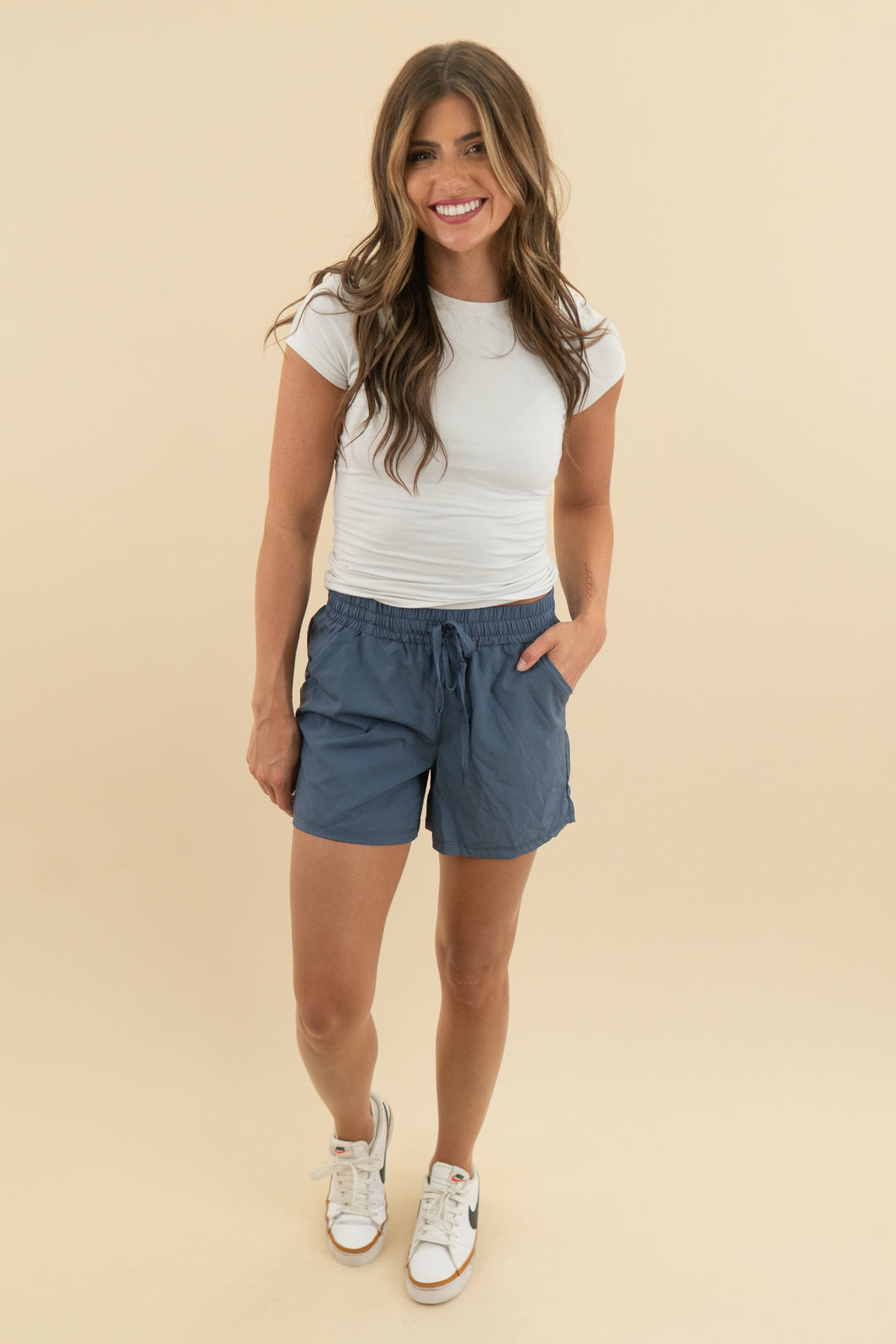 amazon essentials blue athletic short (xs)