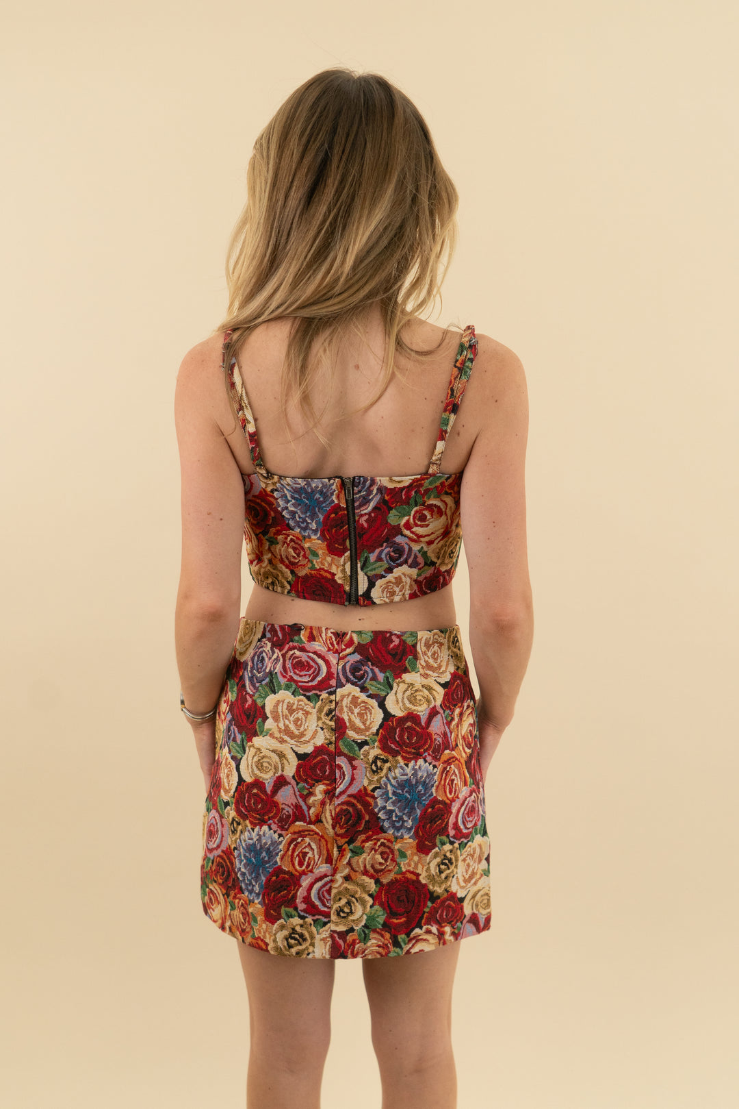 molly green floral burgundy tank and skirt set (s; retail $104)