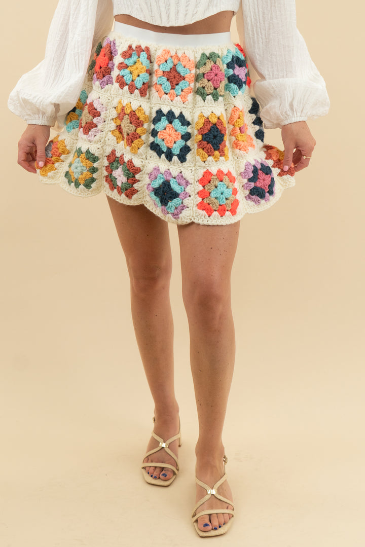 multi color crochet skirt (s)