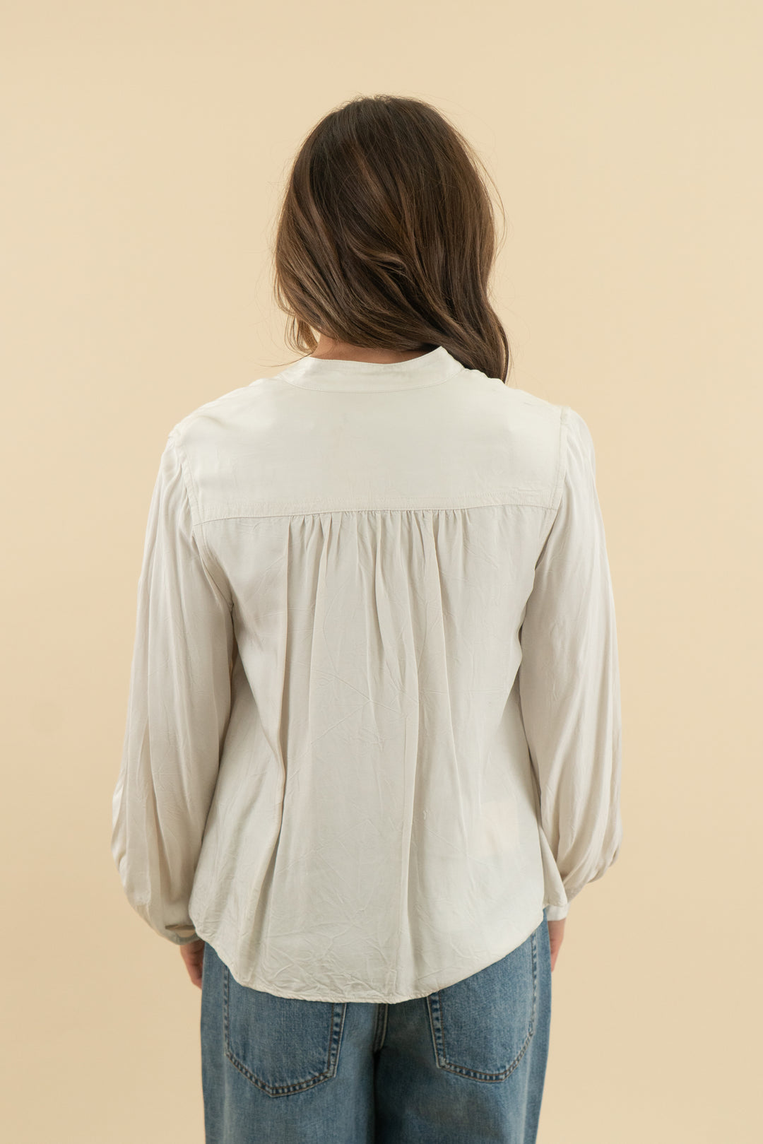 banana republic taupe button up top (s)