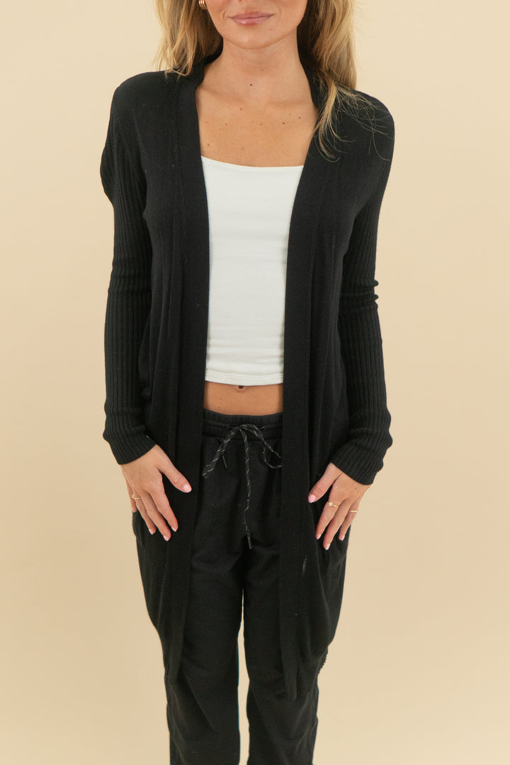 inc international concepts black drape cardigan (s; retail $78.50)