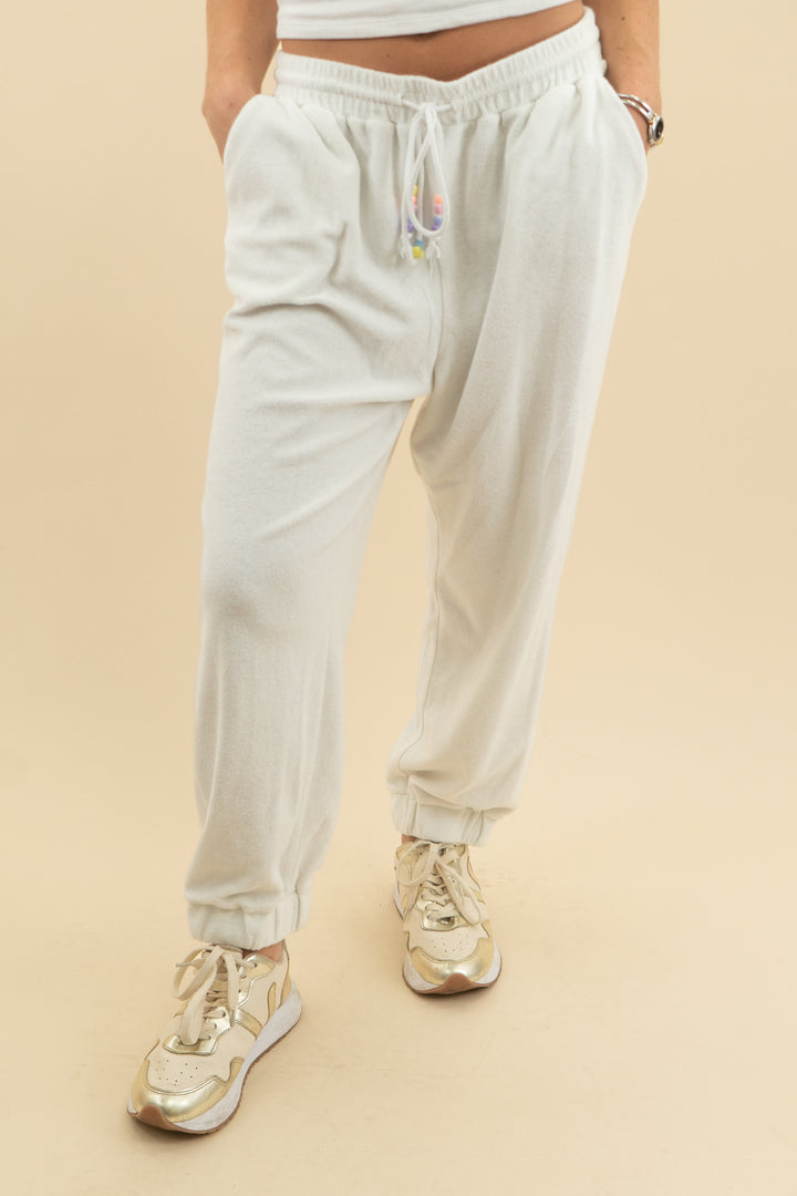 stoney clover x target white terry pant (m)