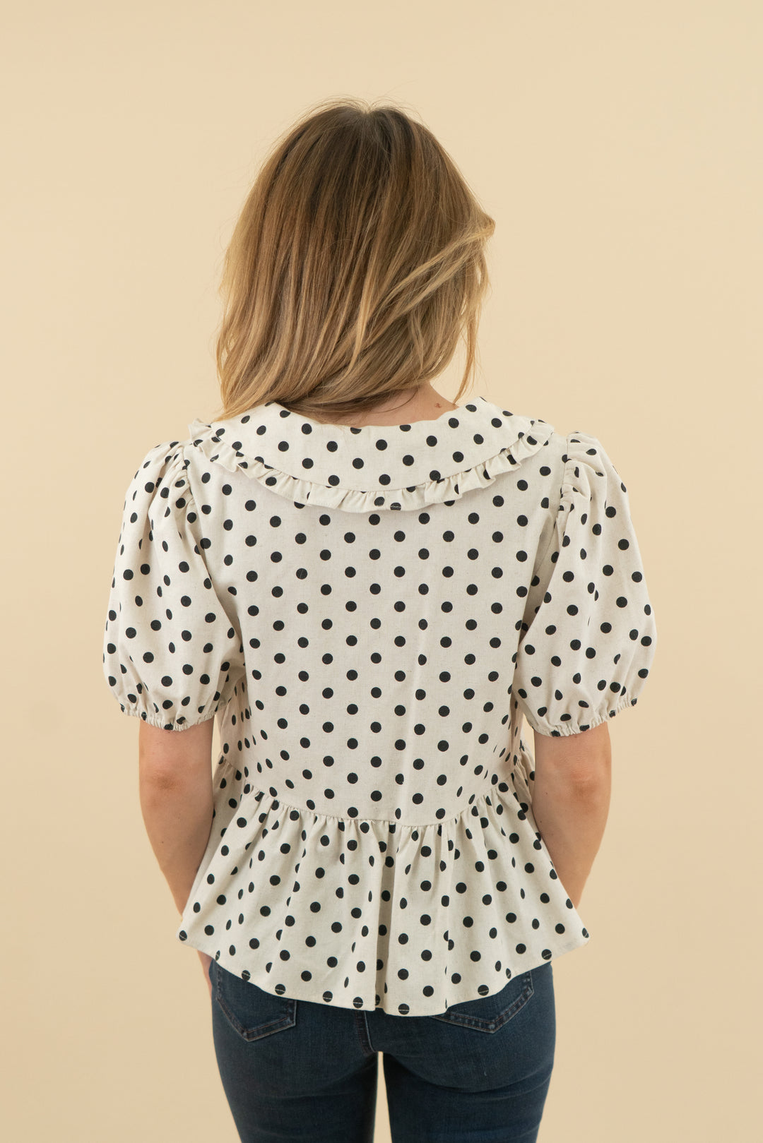 goldie lew black and white polka dot tie top (s)