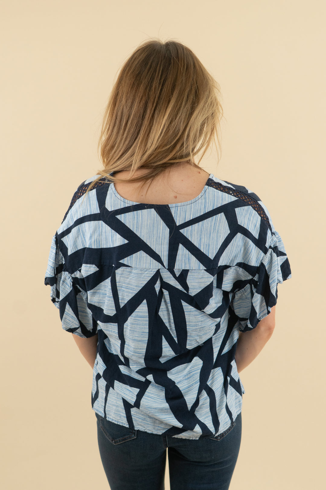 jade blue geometric top (m)