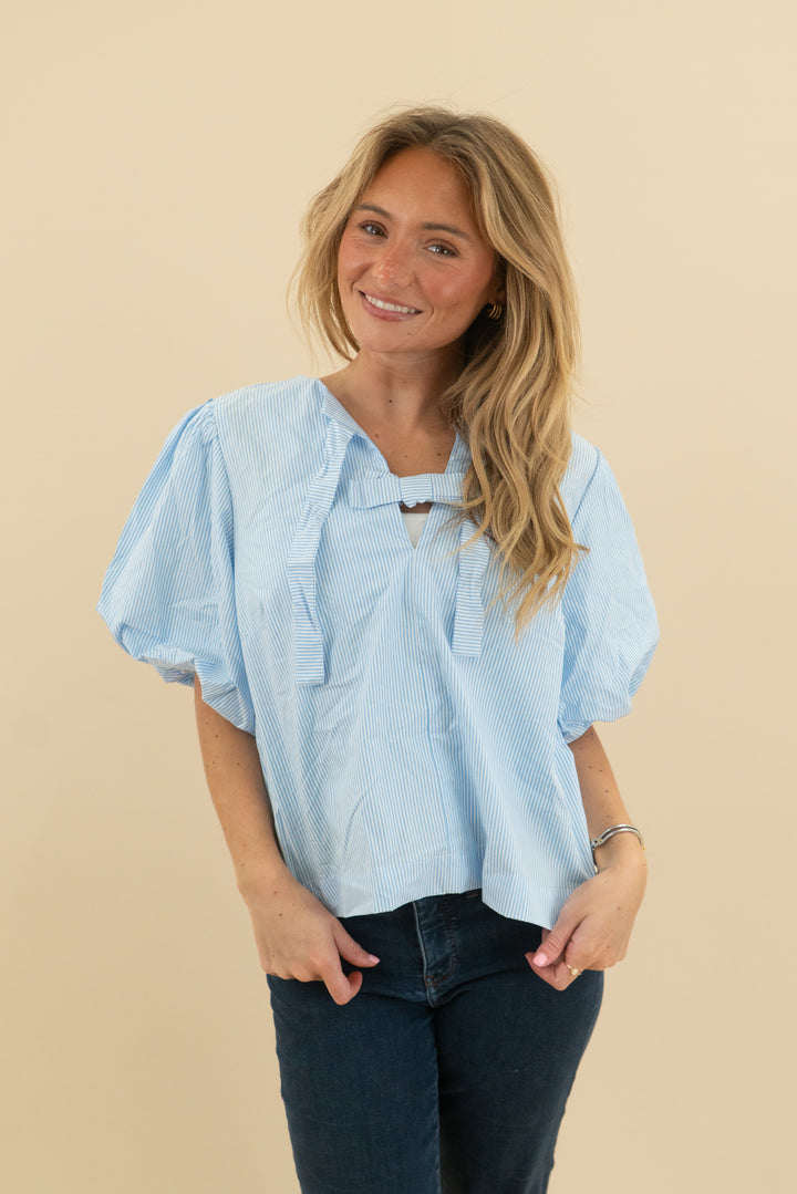 kate spade x target blue striped bow top (m)