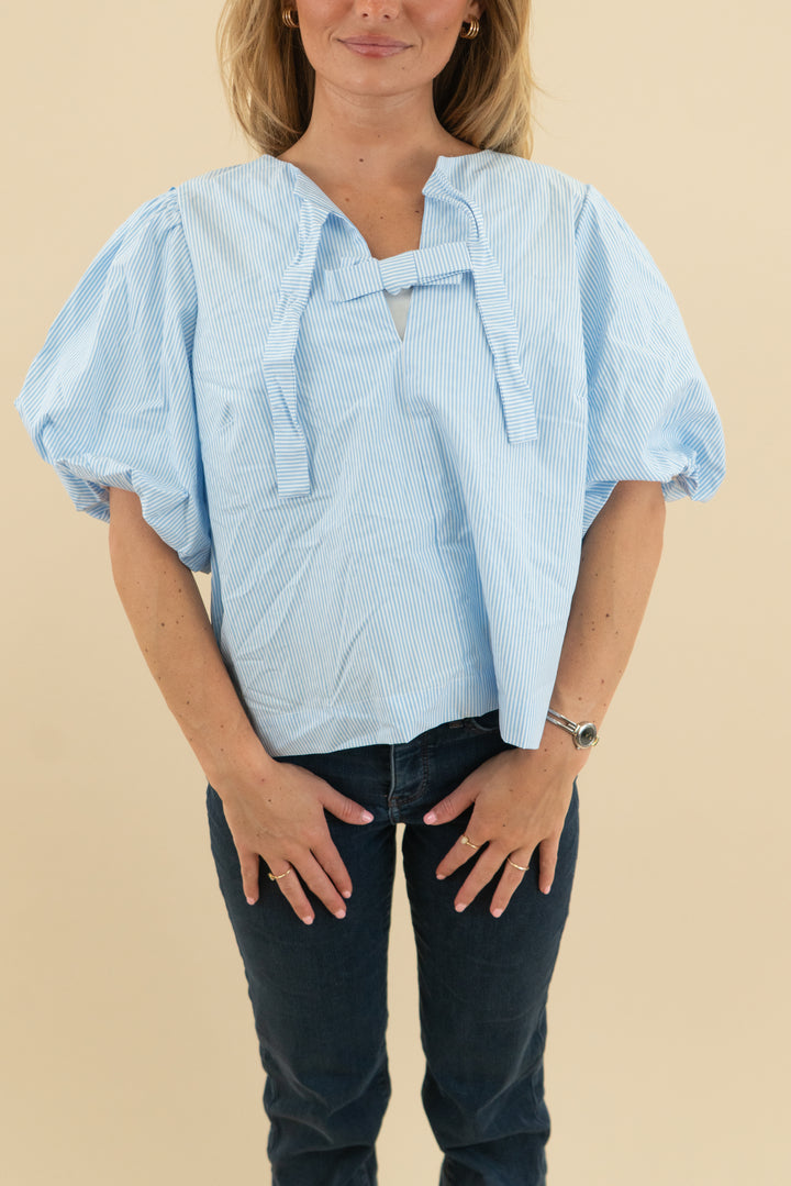 kate spade x target blue striped bow top (m)
