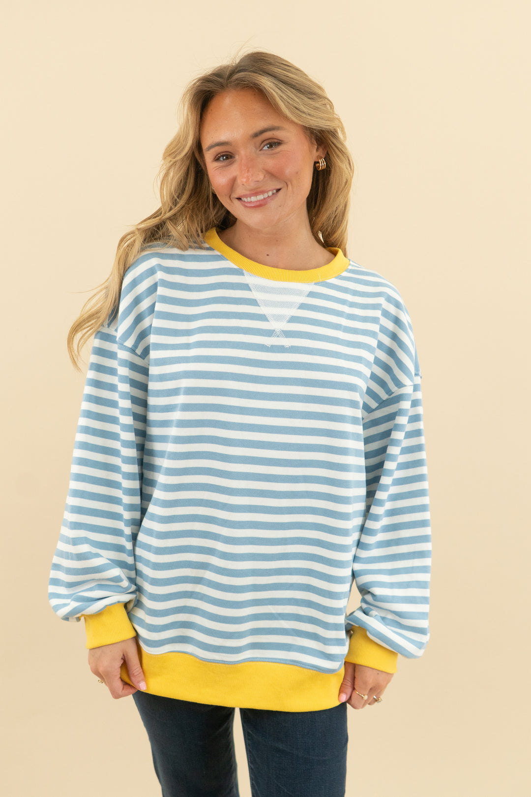 arabess blue striped top NWT (s)