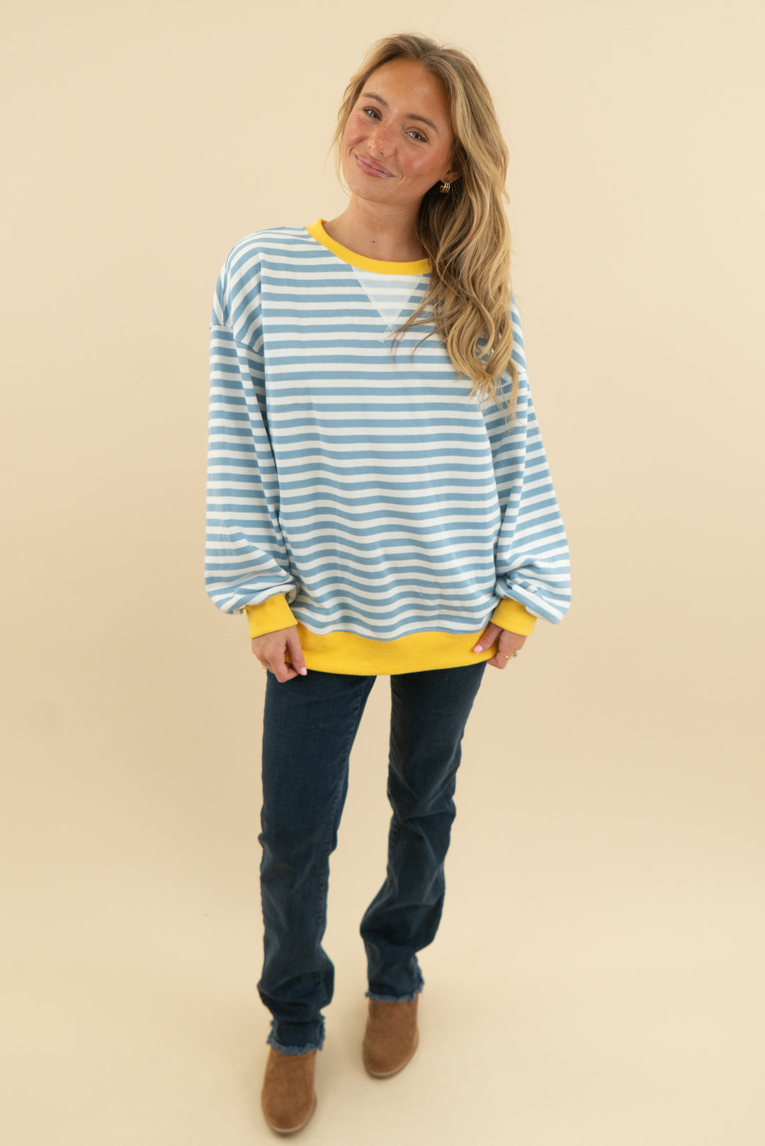 arabess blue striped top NWT (s)