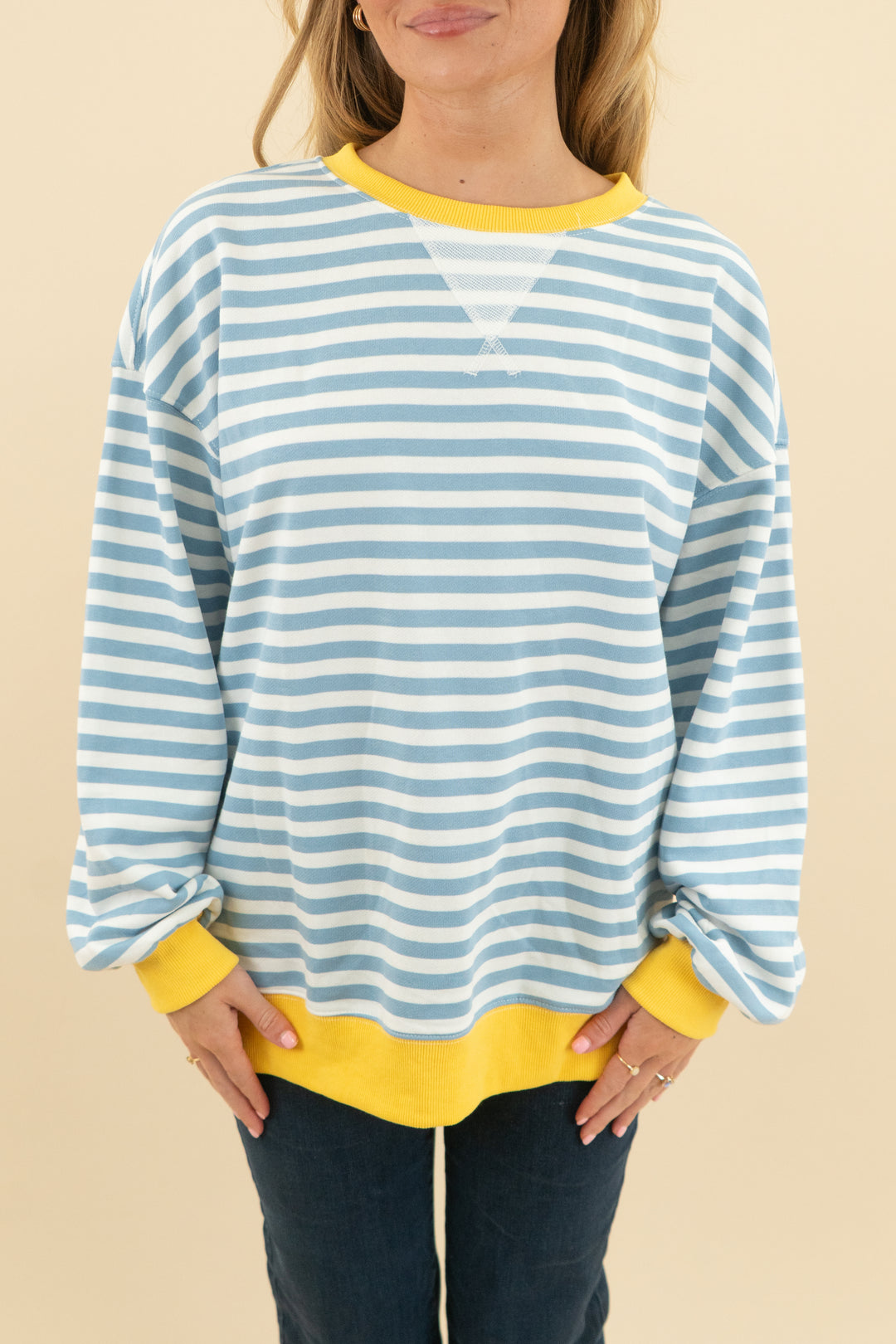 arabess blue striped top NWT (s)