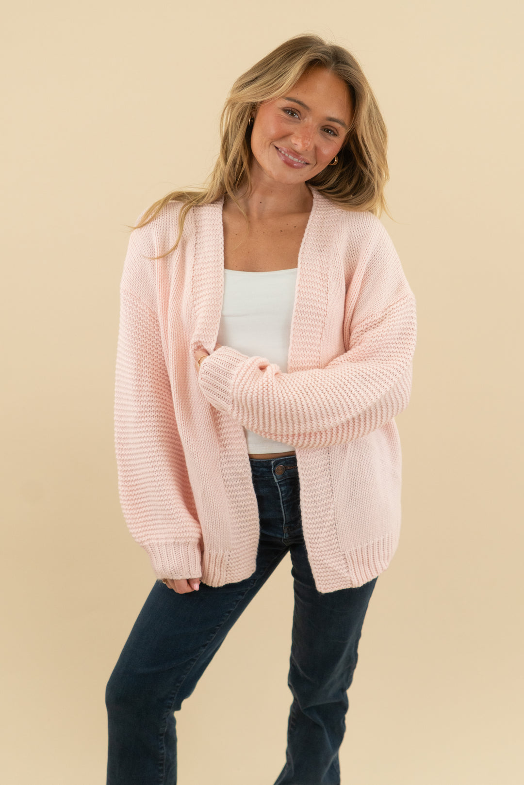 pink heart cardigan (m)
