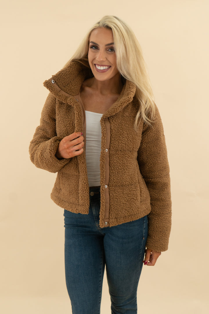 Abercrombie & Fitch Mini Puffer in Brown (s; retail $170)