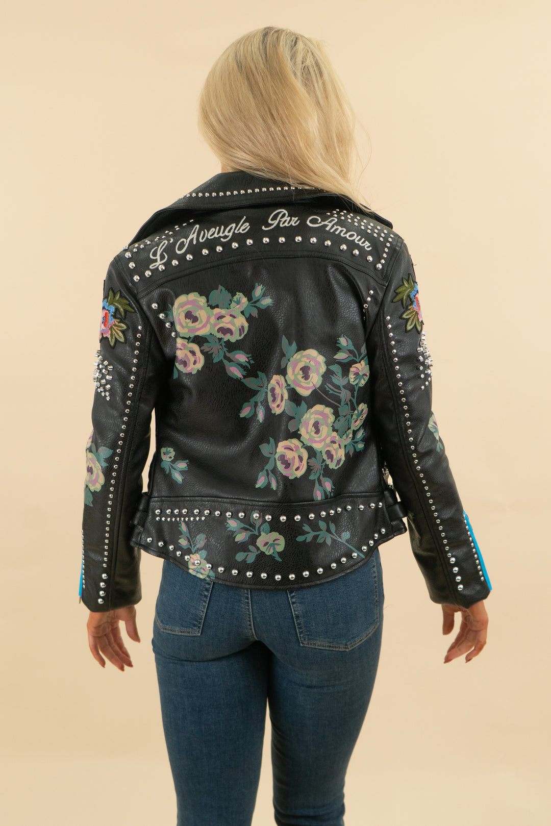 azalea wang embroidered vegan leather jacket (s; retail $109)