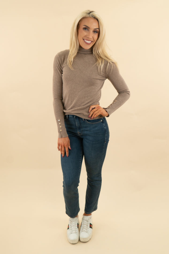 zara taupe turtleneck top (s; retail $39.90)