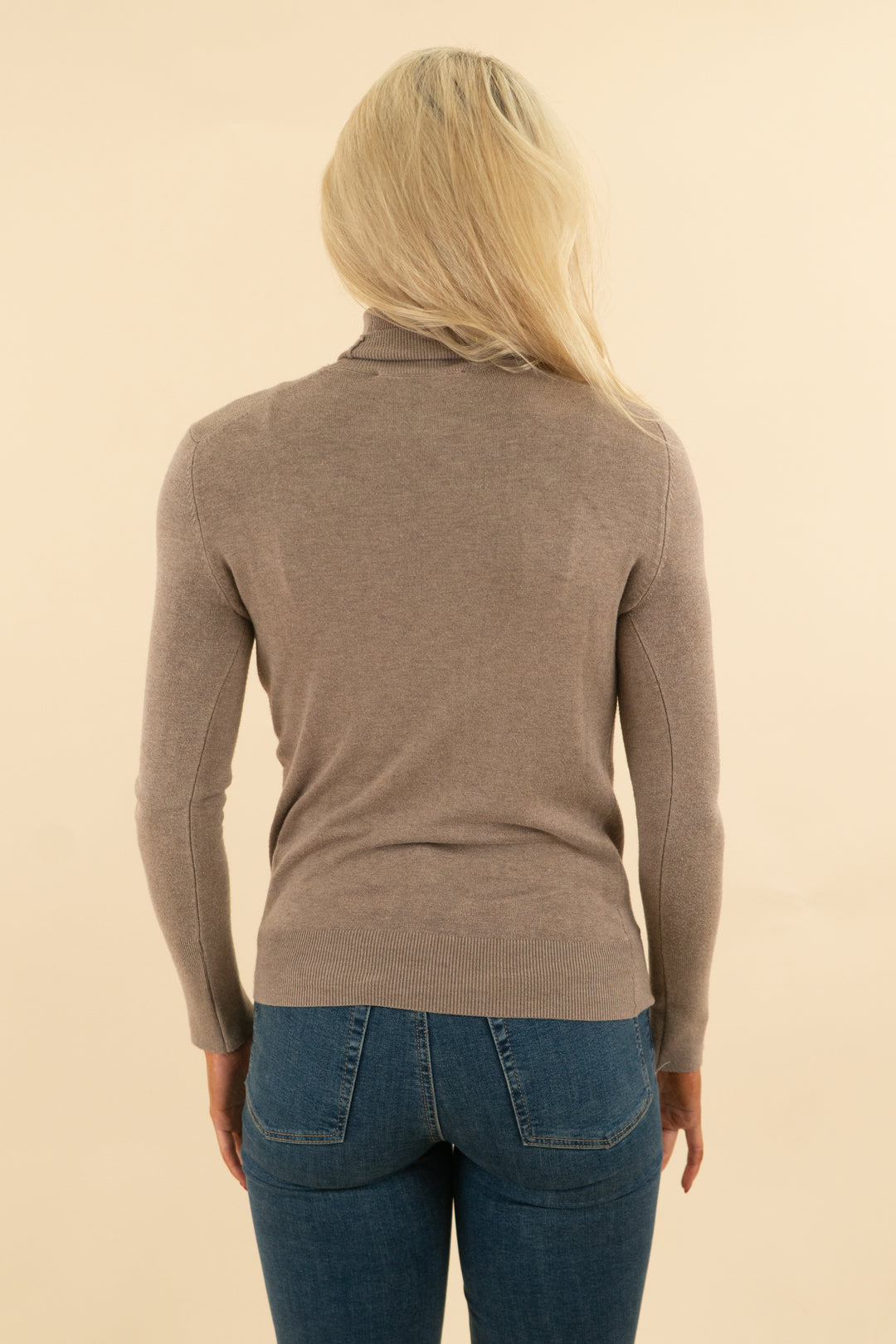 zara taupe turtleneck top (s; retail $39.90)