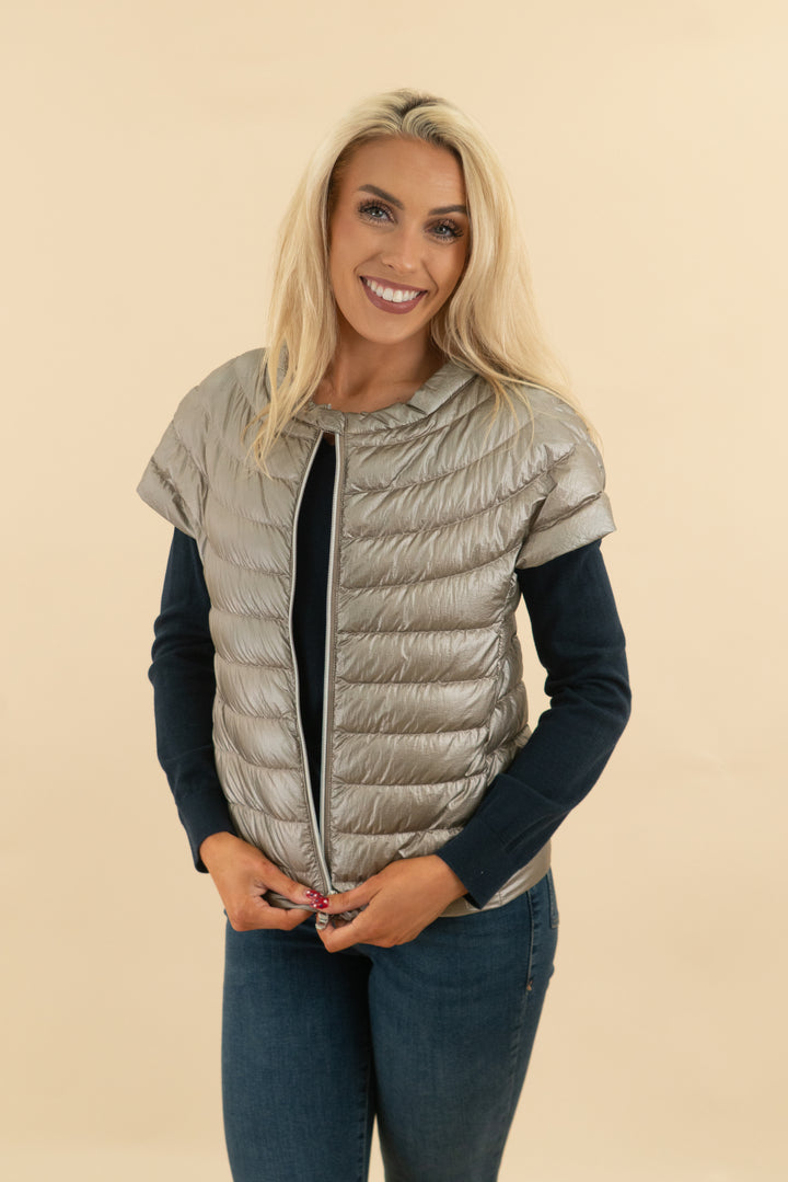 cotes of london Down Vest Metallic Gold (s; retail $248)