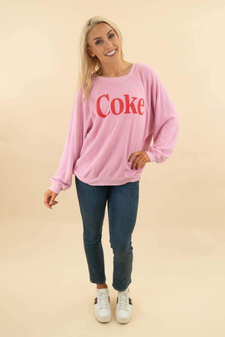 wildfox coke pink crewneck (L; retail $49)