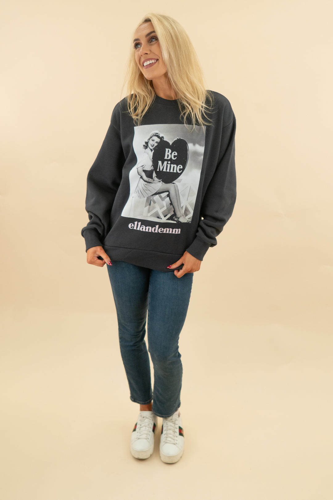 ellandemm dark grey be mine graphic shirt nwt (s/m; retail $98)