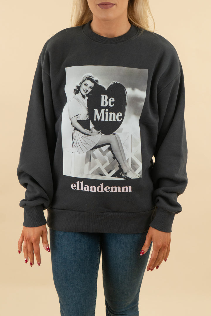 ellandemm dark grey be mine graphic shirt nwt (s/m; retail $98)