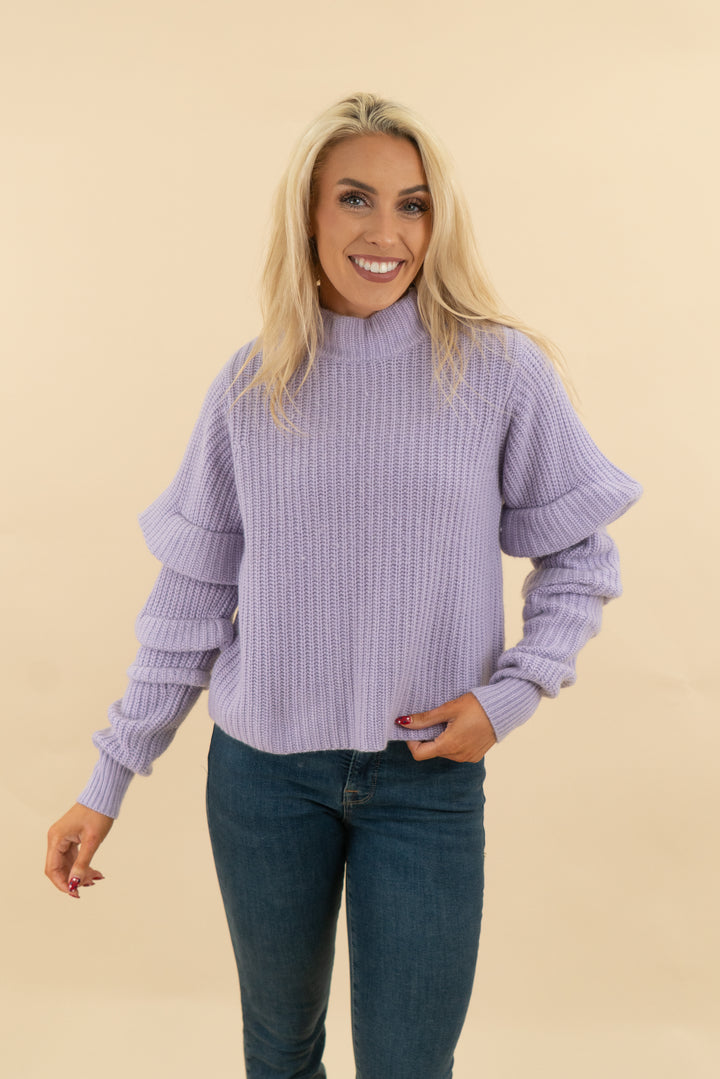 autumn cashmere lilac ruffle sleeve sweater (s; retail $290)