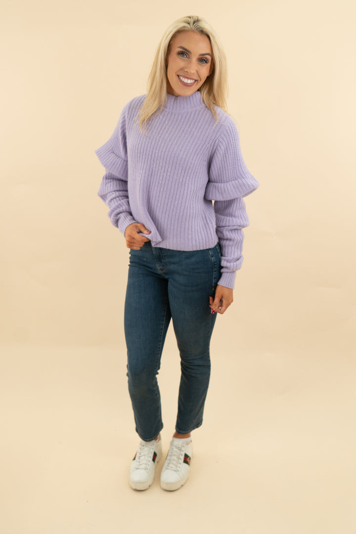 autumn cashmere lilac ruffle sleeve sweater (s; retail $290)