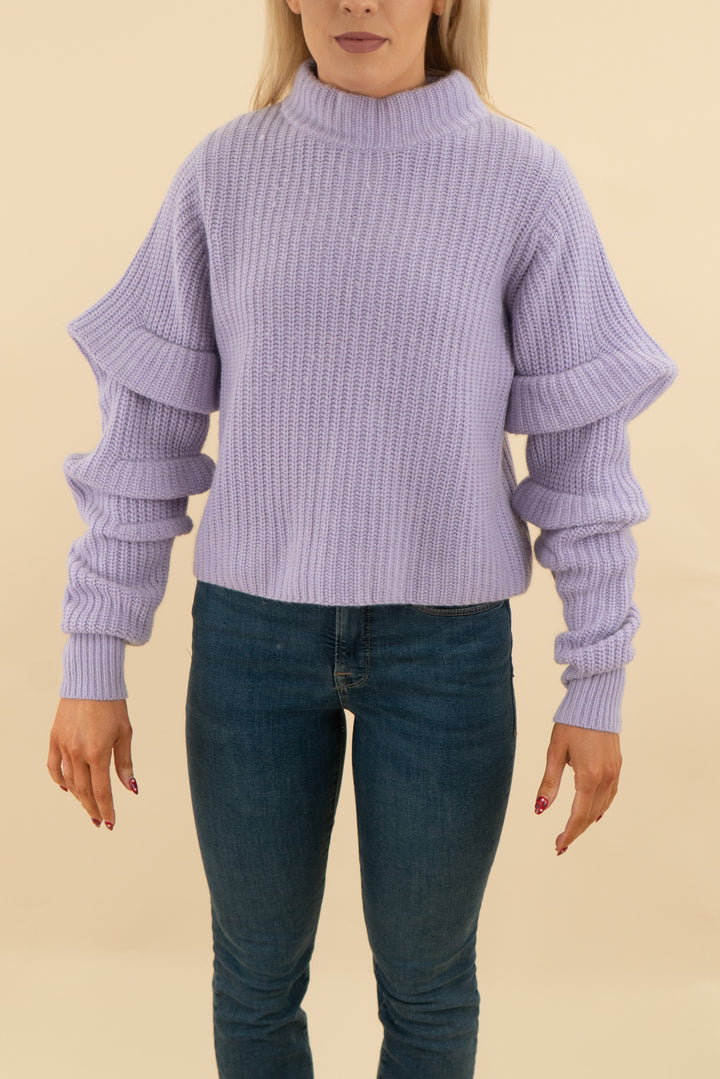 autumn cashmere lilac ruffle sleeve sweater (s; retail $290)