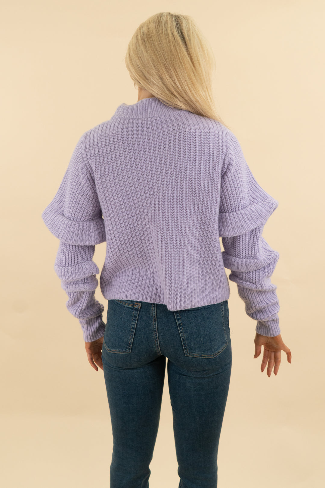 autumn cashmere lilac ruffle sleeve sweater (s; retail $290)