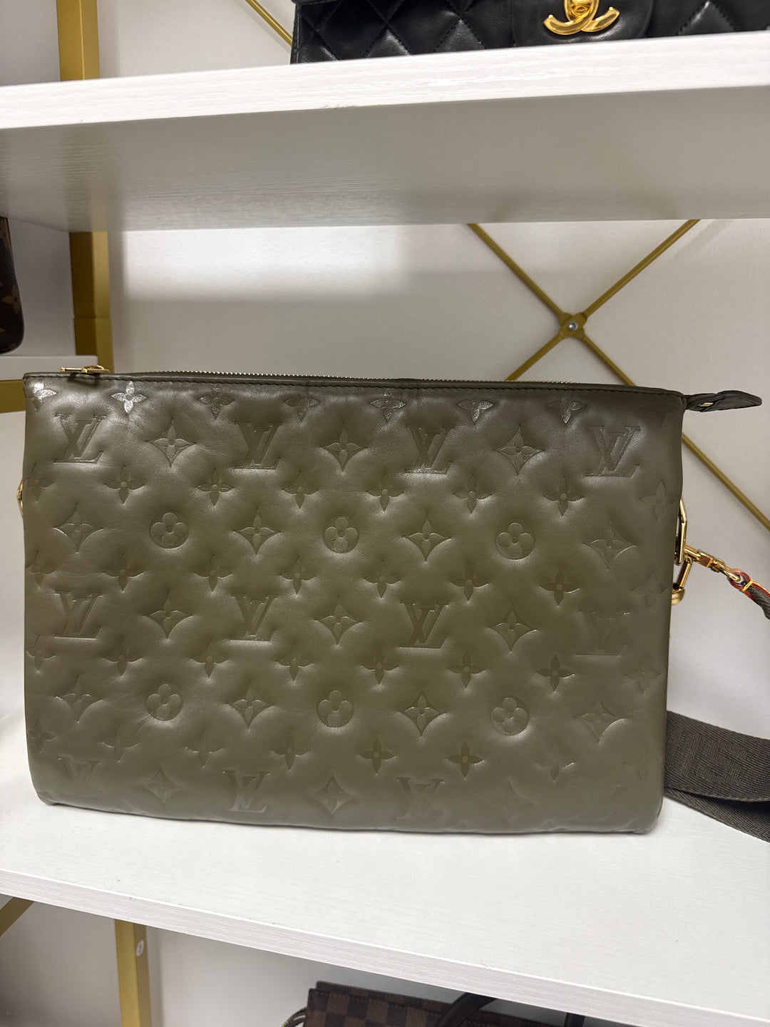 Louis Vuitton Coussin mm in khaki (retail $5,800)