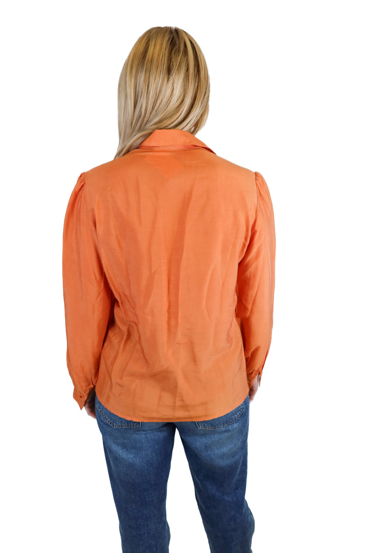 Al'son orange long sleeve button down (S)*