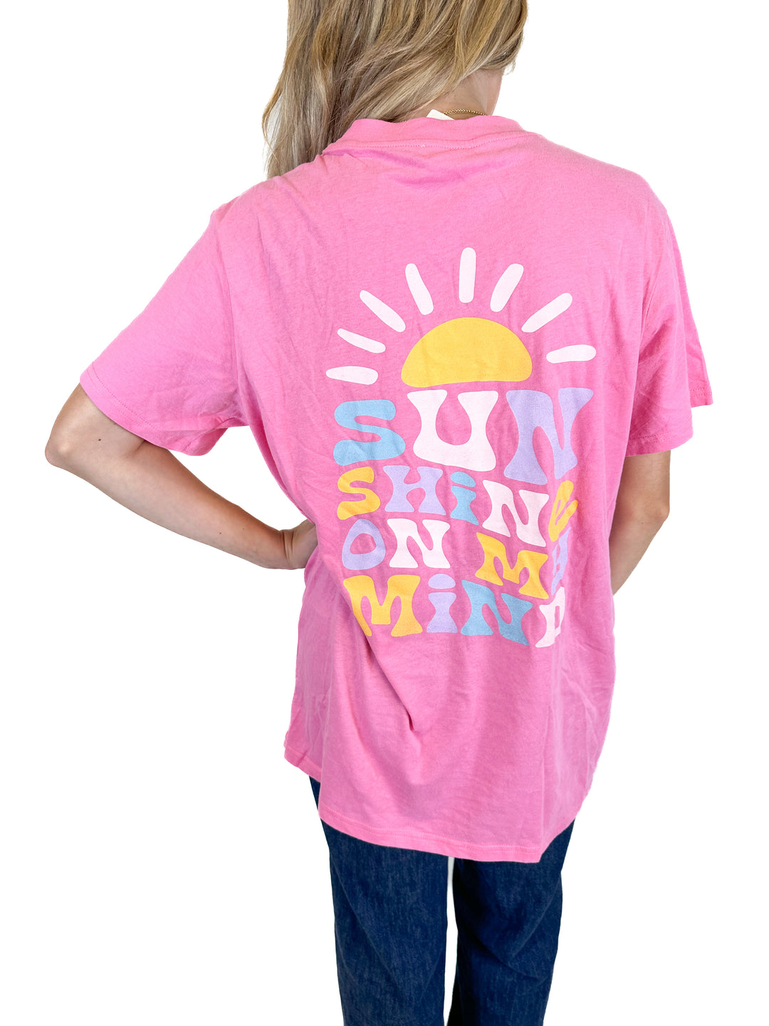 Pink Lily Pink Oversized Hot Pink Graphic T  (S)