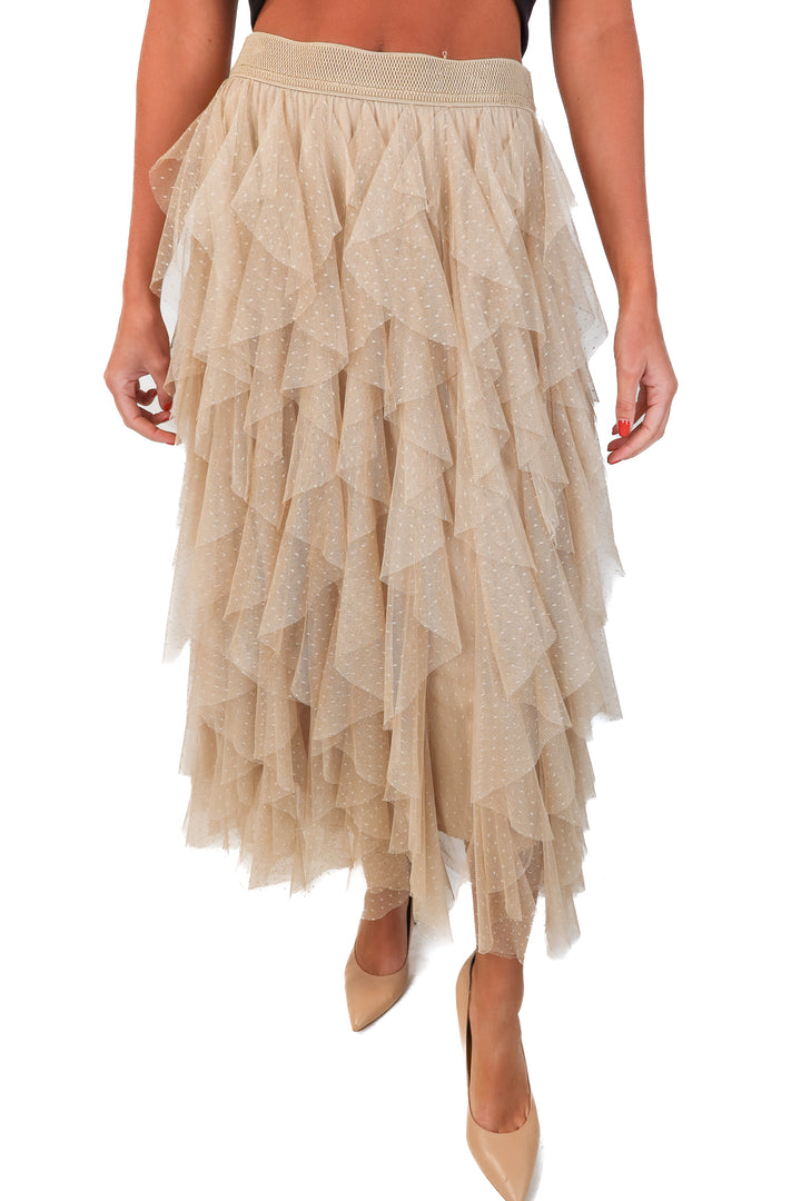 anthropologie polka dot mesh skirt (s; retail $124)