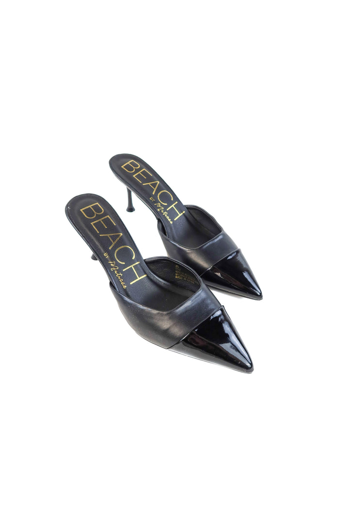 Beach by Matisse black leather/patent kitten heels (10)
