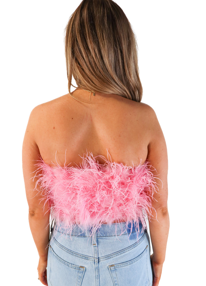 Buddy love light pink feather top (s; retails for $72)
